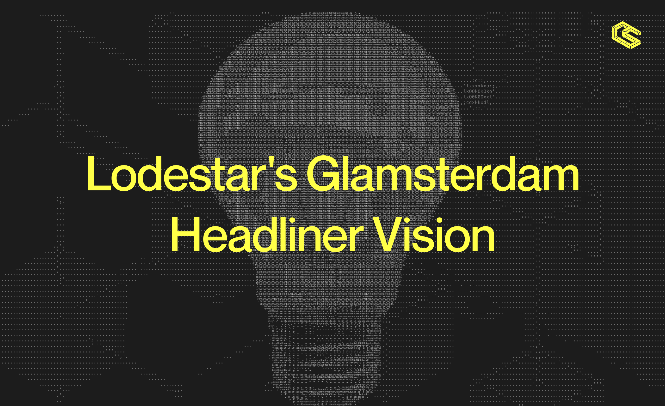 Title text over lightbulb background: Lodestar's Glamsterdam Headliner Visio