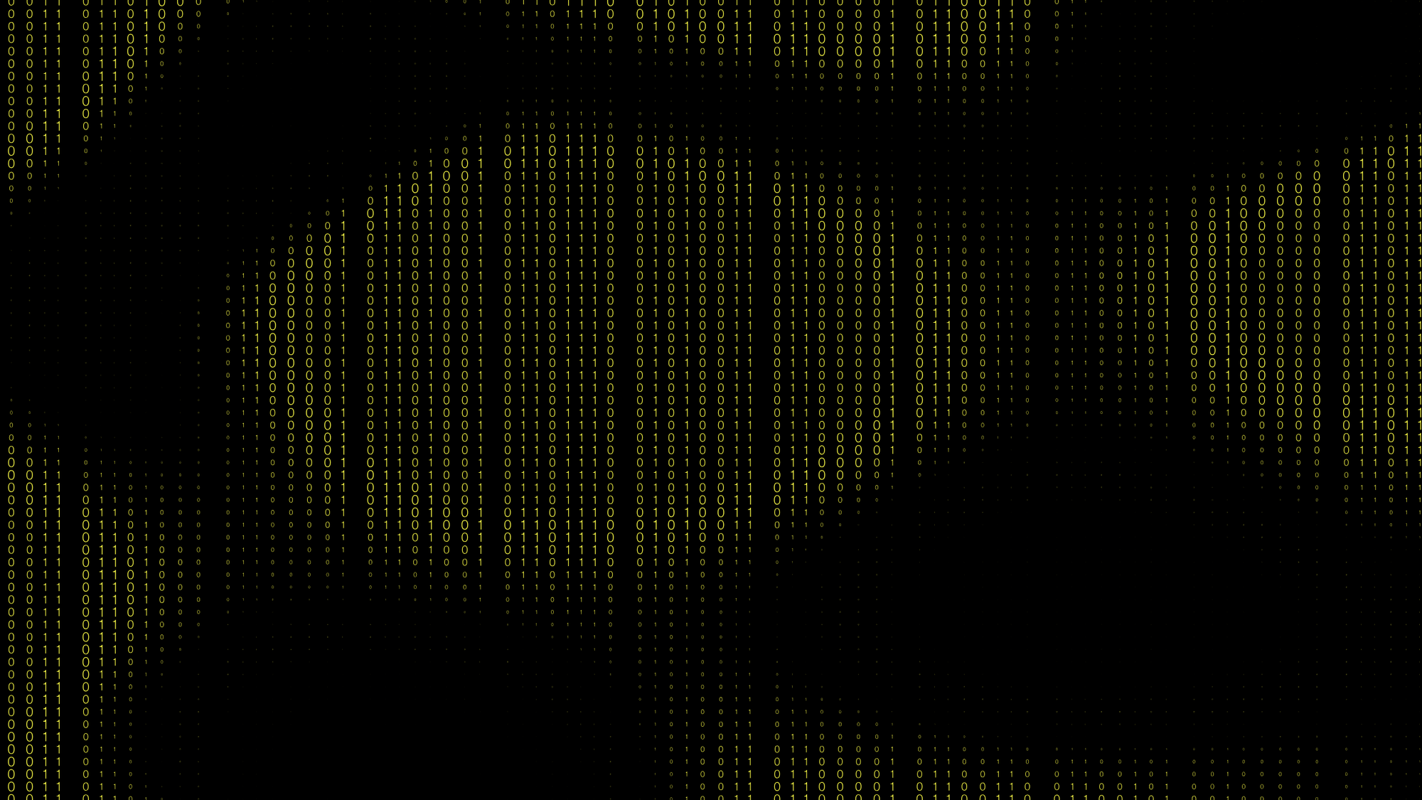 Binary fading in and out in yellow letters over a black background spelling out "How ChainSafe Maintains 99.99% Uptime"