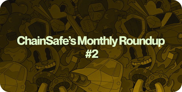 Text on a field of cartoony characters: "ChainSafe's Monthly Roundup #2"
