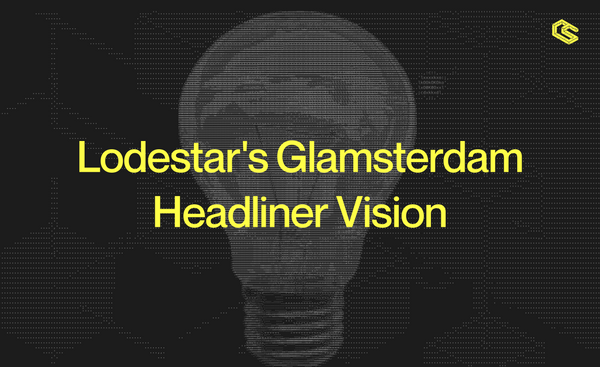 Title text over lightbulb background: Lodestar's Glamsterdam Headliner Visio