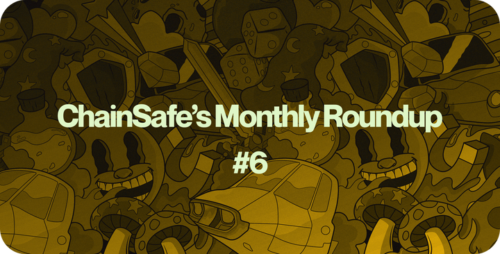 Title on illustrated collage: ChainSafe's Monthly Roundup #6